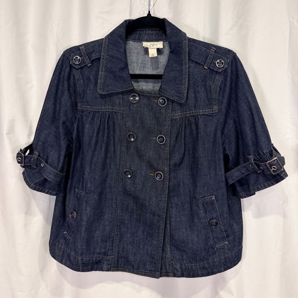 LOFT Dark Blue Short Sleeve Denim Jacket